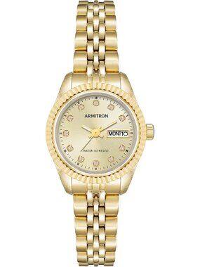 Armitron Women's Gold Diamond Genuine Crystal Accented Bracelet Luxury Watch